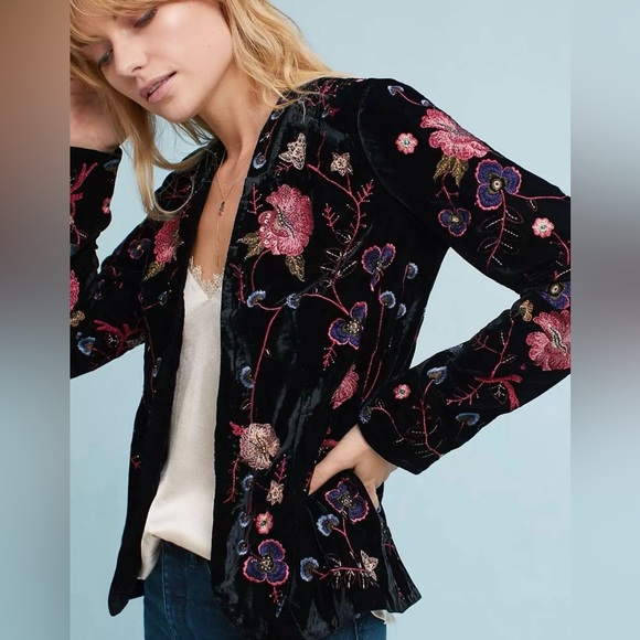 Anthropologie Jackets & Blazers - Anthropologie Ett:twa Embroidered Velvet Jacket